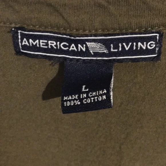 American Living Women's Olive Ruffle Neck Sleeveless Cotton Blouse Top Size L - Picture 2 of 16